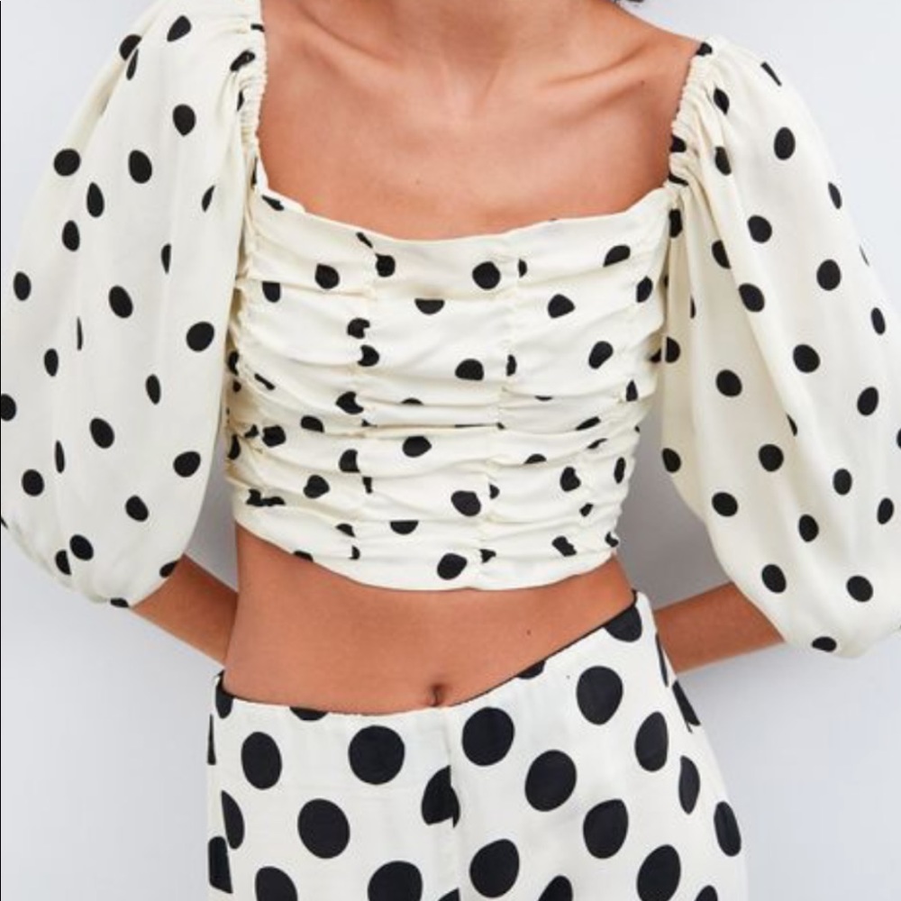 zara crop polka dot top